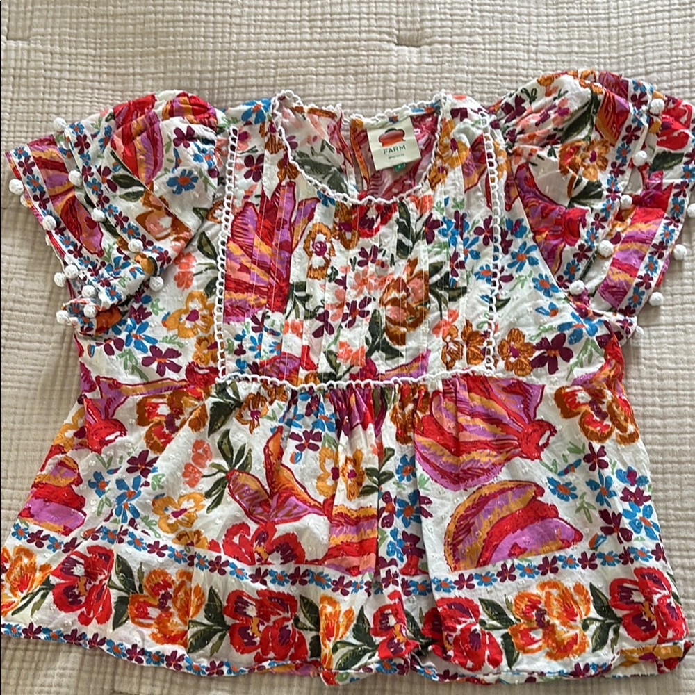 Floral Top with Ruffle Sleeves
